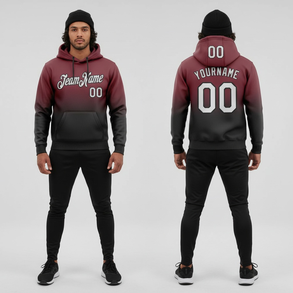 Custom Black Hoodie White Fade Fashion, Premium Custom Hoodies