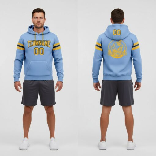 Custom Black Light Blue Hoodie, Premium Hoodies