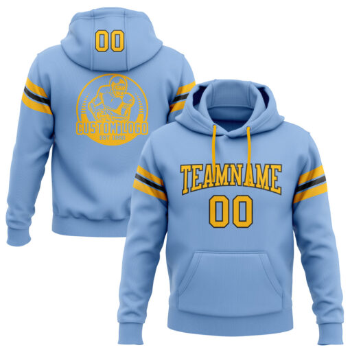 Custom Black Light Blue Hoodie, Premium Hoodies