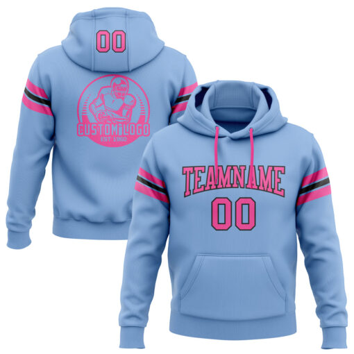 Custom Black Light Blue Hoodie, Premium Hoodie