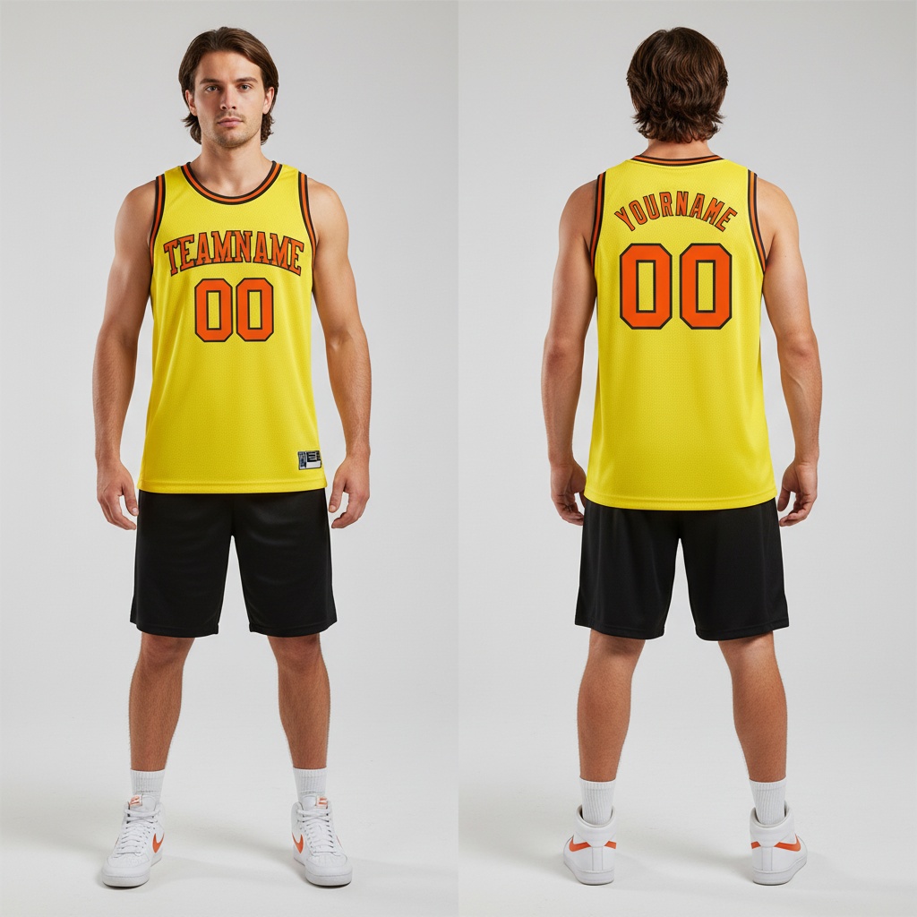 Custom Black Light Yellow Yellow Basketball Orange Jersey, Custom Team Basketball Jerseys