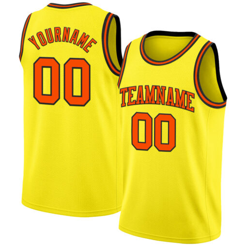 Custom Black Light Yellow Yellow Basketball Orange Jersey, Custom Team Basketball Jerseys