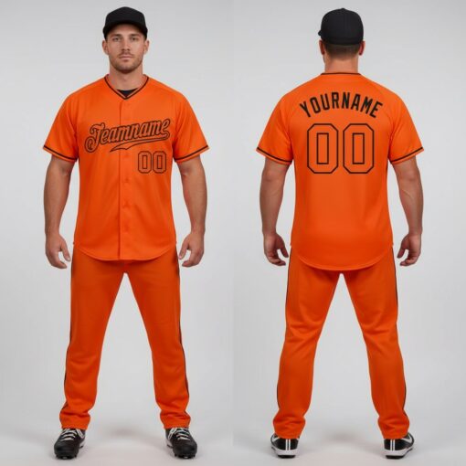 Custom Black Orange Baseball Orange Jersey, Customize Baseball Uniforms