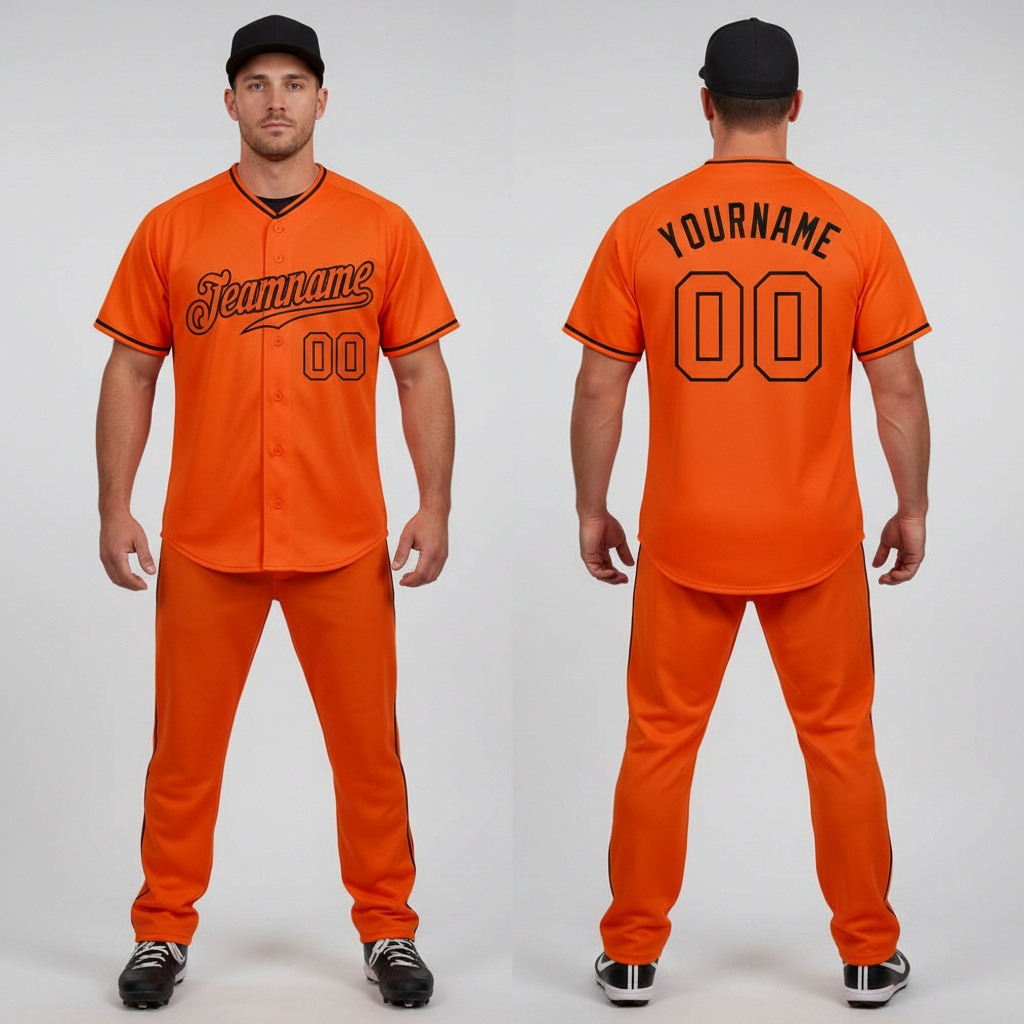 Custom Black Orange Baseball Orange Jersey, Customize Baseball Uniforms