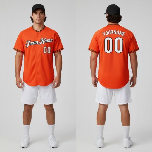 Custom Black Orange Baseball White Jersey, Customized Baseball Uniforms