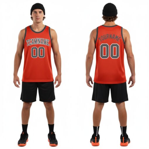 Custom Black Orange Basketball Dark Gray Jersey, Design Your Own Basketball Jersey