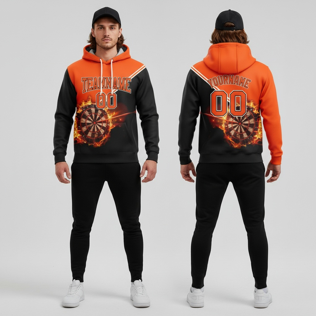 Custom Black Orange Hoodie, Design Custom Hoodies