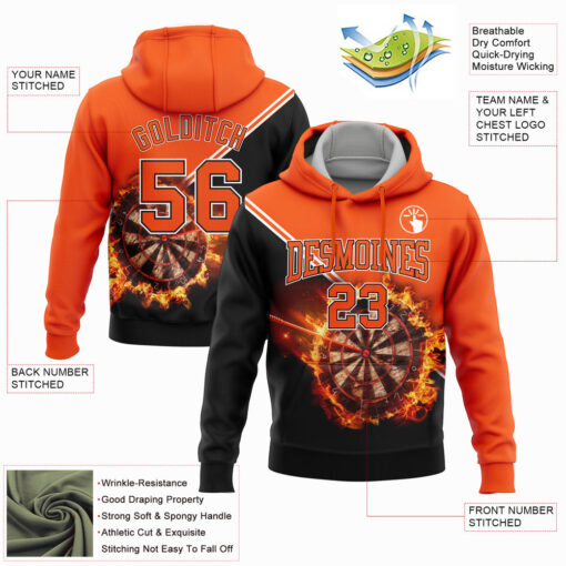 Custom Black Orange Hoodie, Design Custom Hoodies