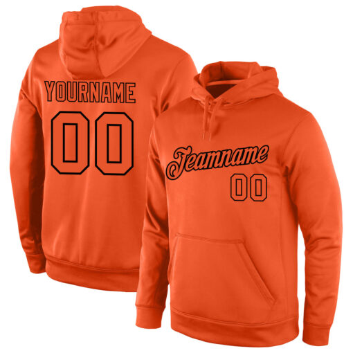Custom Black Orange Hoodie, Custom Pullover Hoodie