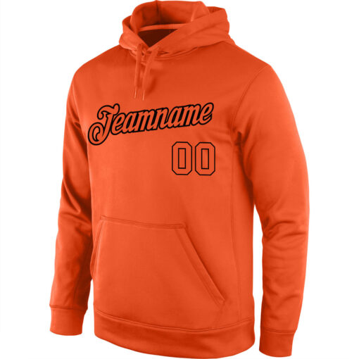Custom Black Orange Hoodie, Custom Pullover Hoodie