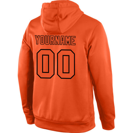Custom Black Orange Hoodie, Custom Pullover Hoodie