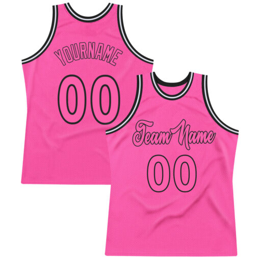 Custom Black Pink Basketball Pink Jersey, Cool Basketball Uniform Designs