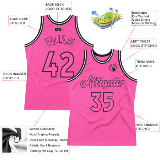 Custom Black Pink Basketball Pink Jersey, Cool Basketball Uniform Designs