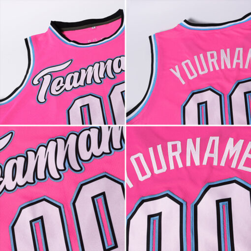 Custom Black Pink Basketball Pink Jersey, Cool Basketball Uniform Designs