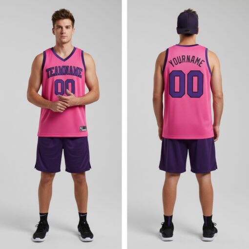 Custom Black Pink Basketball Purple Jersey, Basketball Uniform Designs