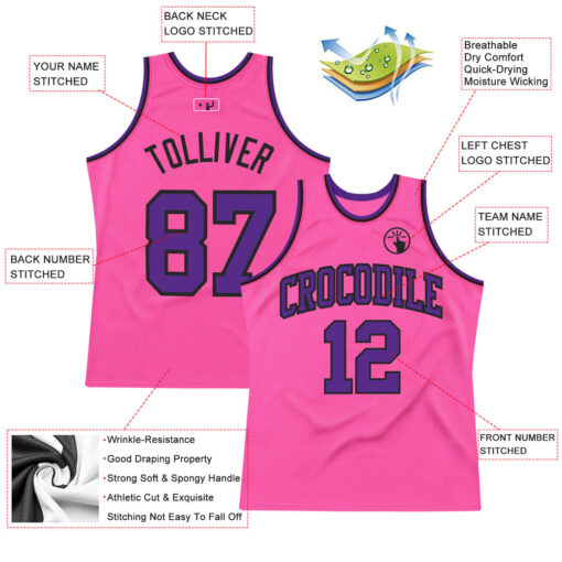 Custom Black Pink Basketball Purple Jersey, Basketball Uniform Designs