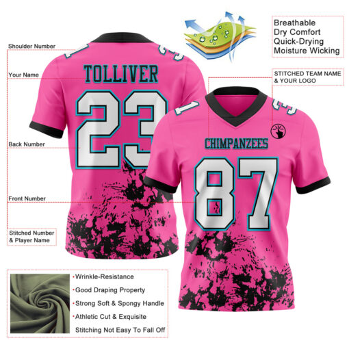 Custom Black Pink City Football White Jersey, Best Basketball Jersey Design