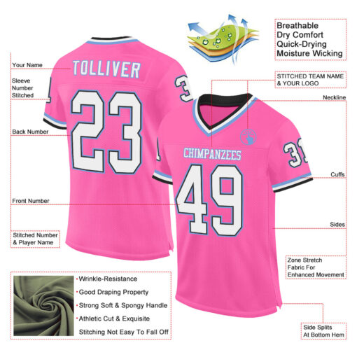 Custom Black Pink Football White Jersey, Custom Basketball Jersey Design