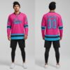 Custom Black Pink Front Logo Crossover Goalie Hockey Sky Blue Jersey, Design Your Own Hockey Jersey