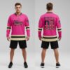 Custom Black Pink Front Logo Crossover Goalie Hockey Vintage Usa Flag Jersey, Design Hockey Jerseys