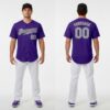 Custom Black Purple Baseball Gray Jersey, Custom Baseball Team Jerseys