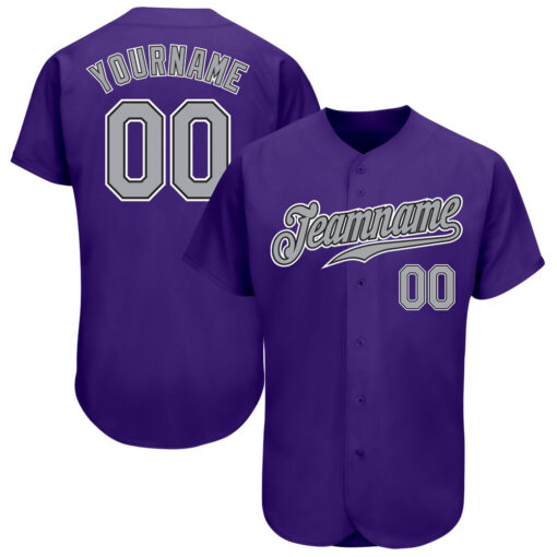 Custom Black Purple Baseball Gray Jersey, Custom Baseball Team Jerseys