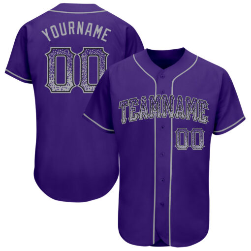 Custom Black Purple Baseball Gray Jersey, Custom Team Baseball Jerseys