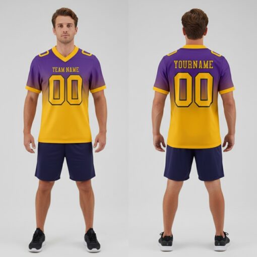 Custom Black Purple City Football Gold Jersey, Customized Football Jerseys