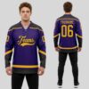 Custom Black Purple Hockey Gold Jersey, Custom Hockey Team Uniforms