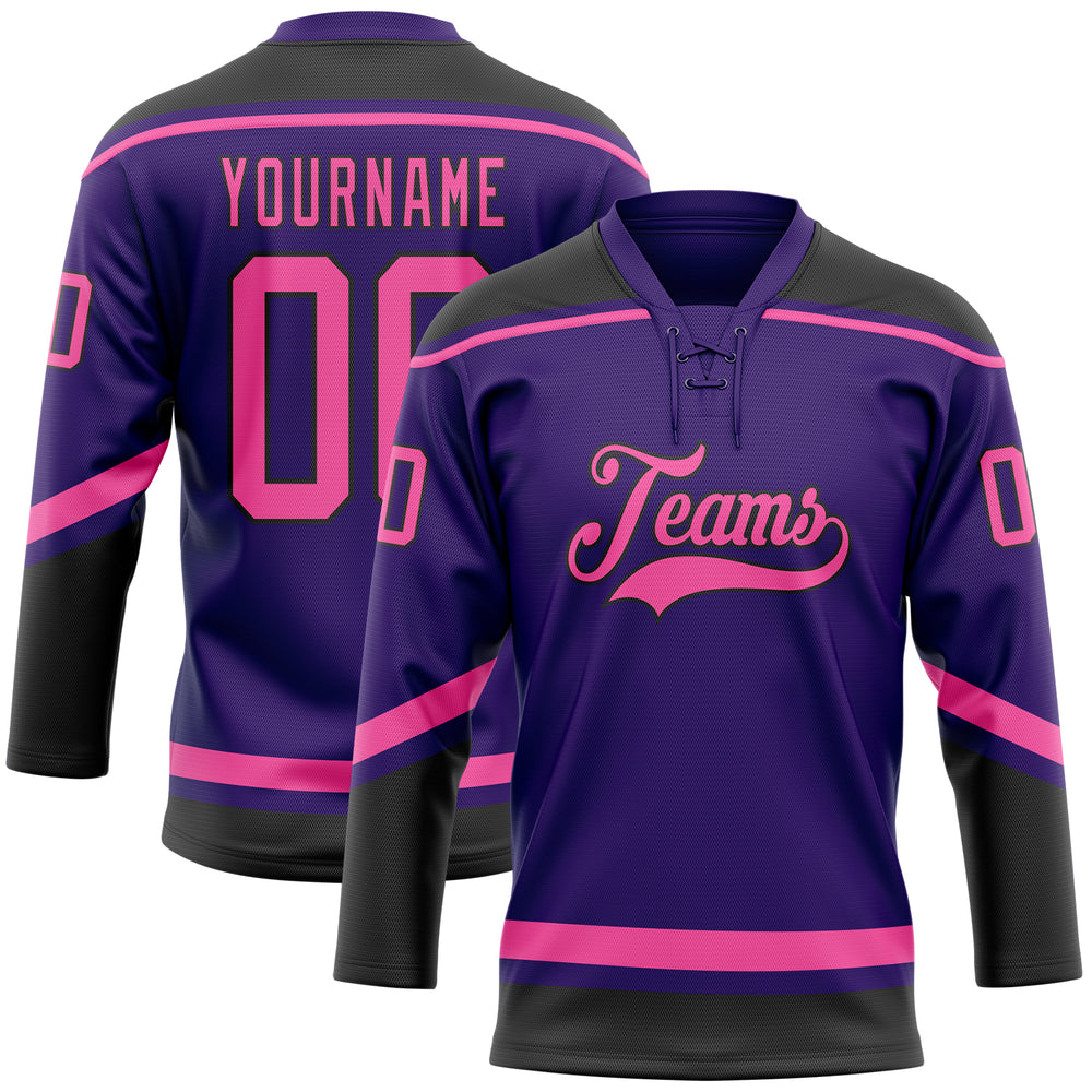 Custom Black Purple Hockey Pink Jersey, Design Hockey Jerseys