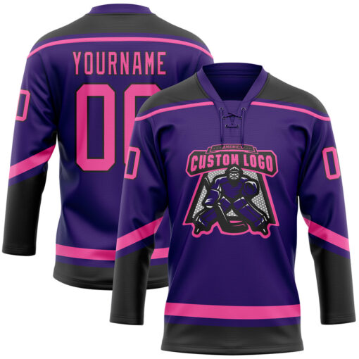 Custom Black Purple Hockey Pink Jersey, Design Hockey Jerseys