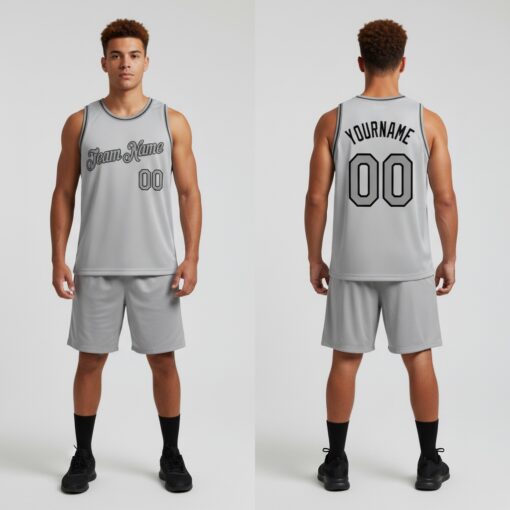 Custom Black Silver Gray Basketball Dark Gray Jersey, Design Custom Basketball Jerseys