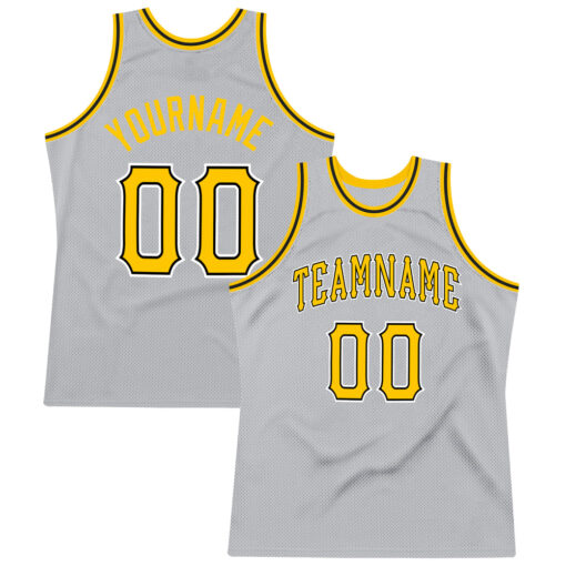 Custom Black Silver Gray Basketball Gold Jersey, Design Your Own Basketball Jersey