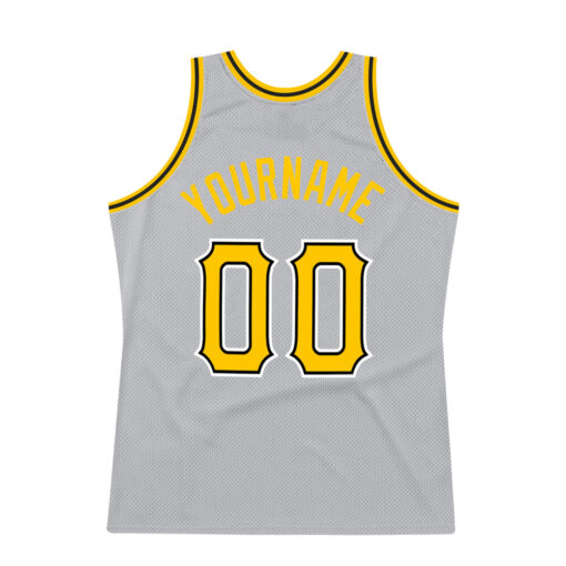Custom Black Silver Gray Basketball Gold Jersey, Design Your Own Basketball Jersey