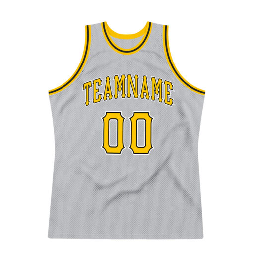 Custom Black Silver Gray Basketball Gold Jersey, Design Your Own Basketball Jersey