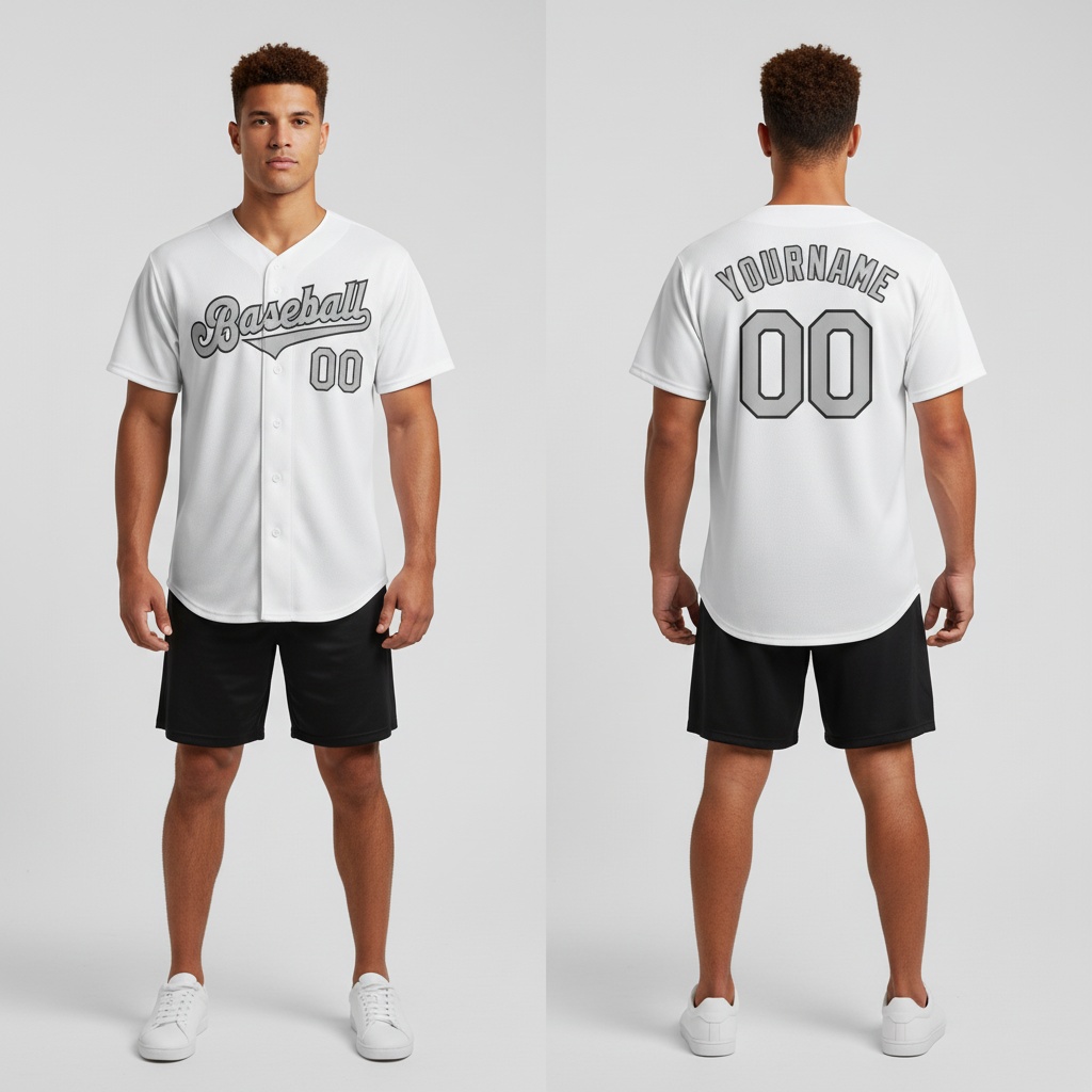 Custom Black White Baseball Gray Jersey, Baseball Jersey Design