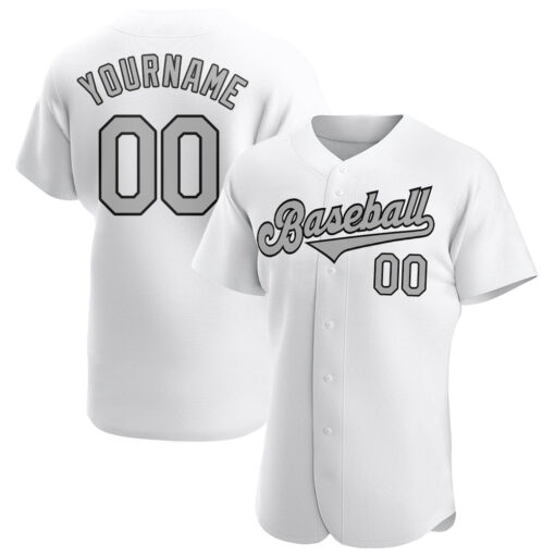 Custom Black White Baseball Gray Jersey, Baseball Jersey Design