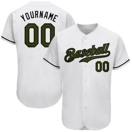 Custom Black White Baseball Olive Jersey, Baseball Jersey Designs