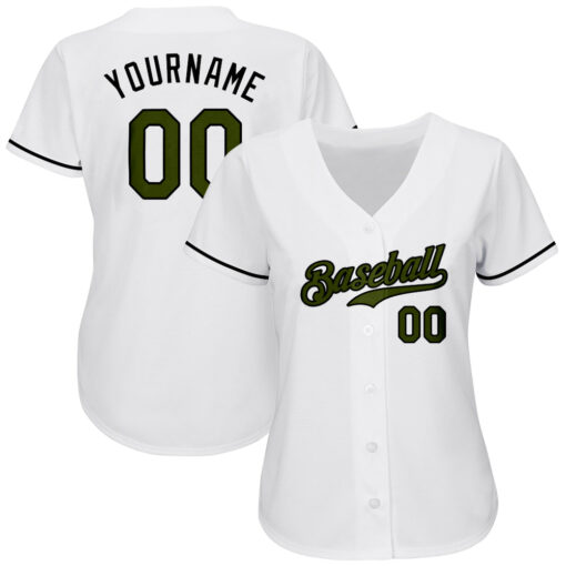 Custom Black White Baseball Olive Jersey, Baseball Jersey Designs