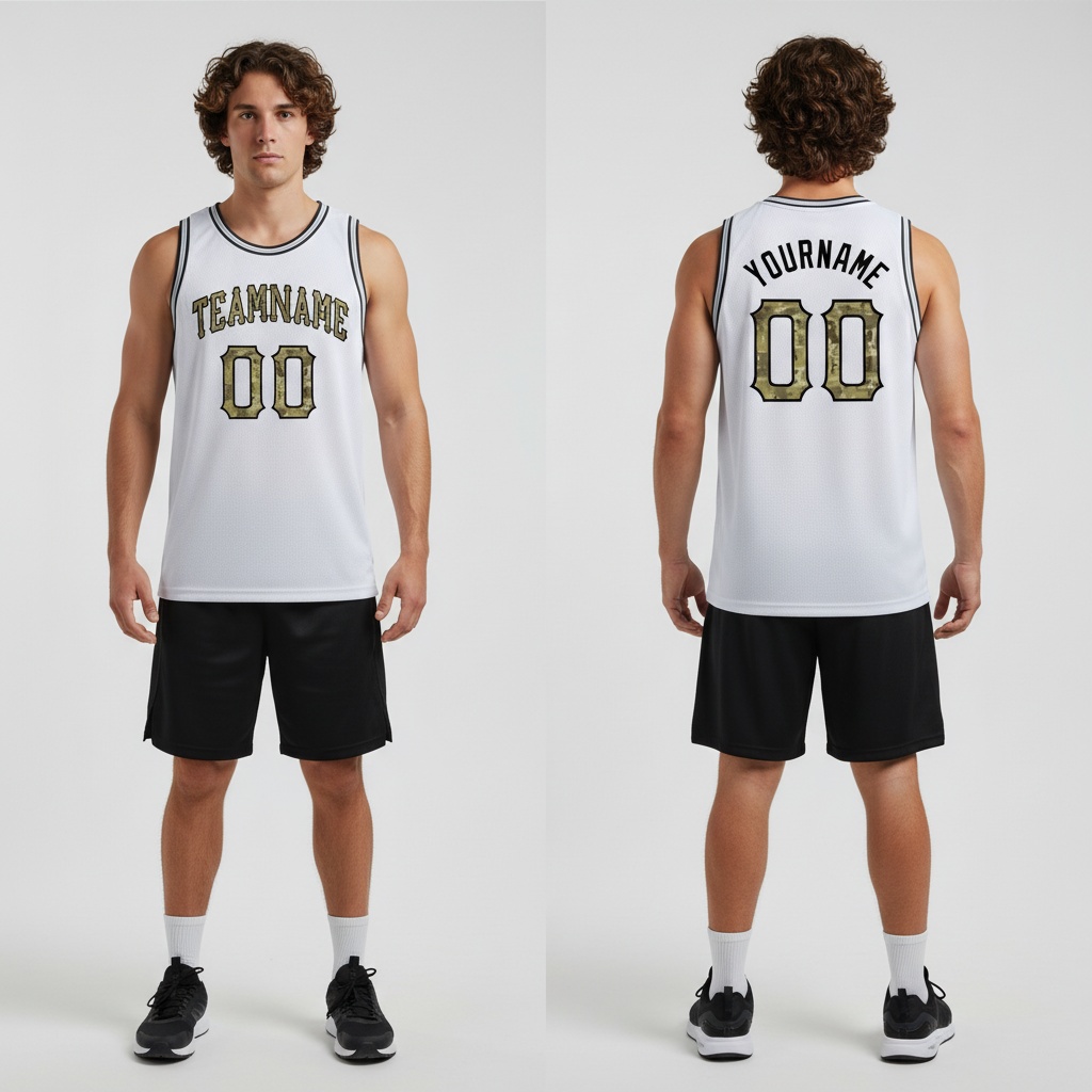 Custom Black White Basketball Camo Jersey, Basketball Jersey Designs