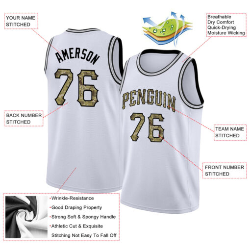Custom Black White Basketball Camo Jersey, Basketball Jersey Designs