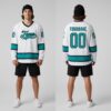 Custom Black White Hockey Aqua Jersey, Customized Hockey Jerseys