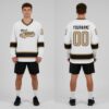 Custom Black White Hockey Old Gold Jersey, Custom Hockey Practice Jerseys