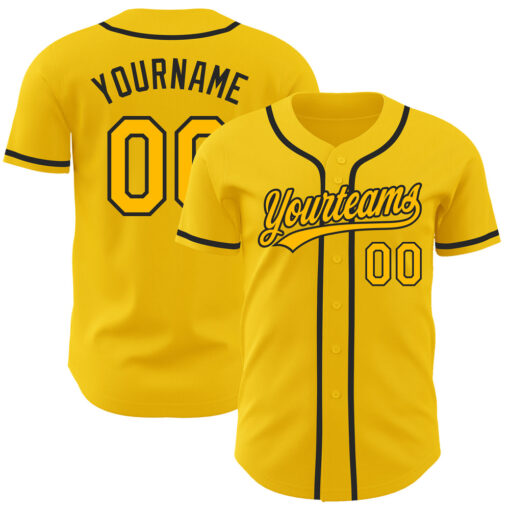 Custom Black Yellow Baseball Gold Jersey, Design A Baseball Uniform