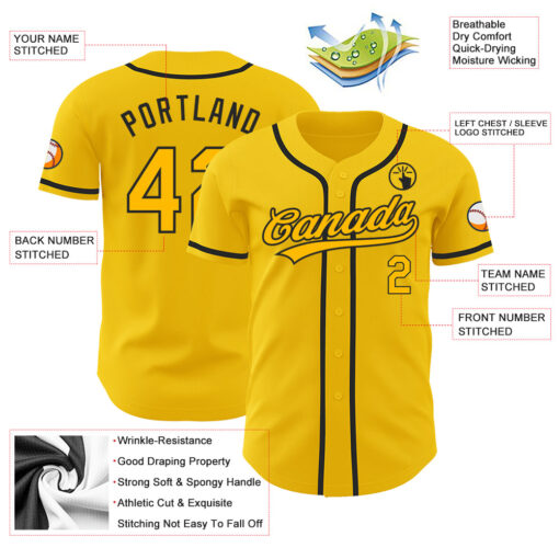 Custom Black Yellow Baseball Gold Jersey, Design A Baseball Uniform
