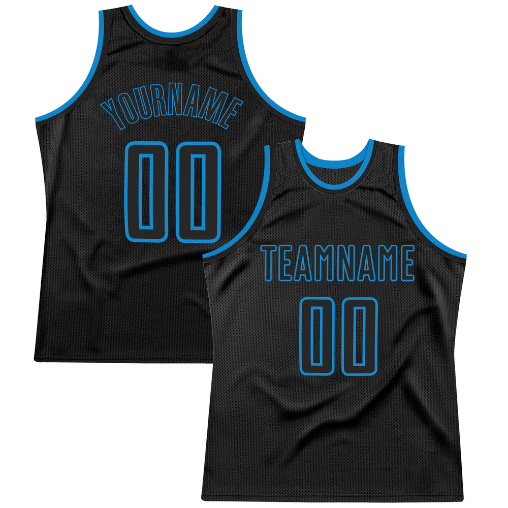 Custom Blue Black Basketball Black Jersey, Customize Basketball Uniforms
