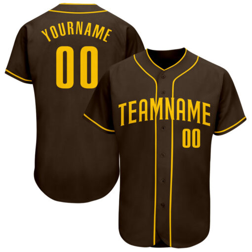 Custom Brown Baseball Gold Jersey, Design My Own Baseball Uniform