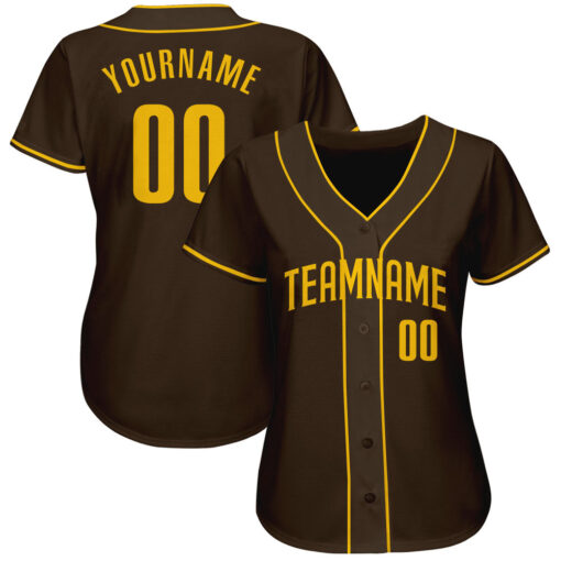 Custom Brown Baseball Gold Jersey, Design My Own Baseball Uniform