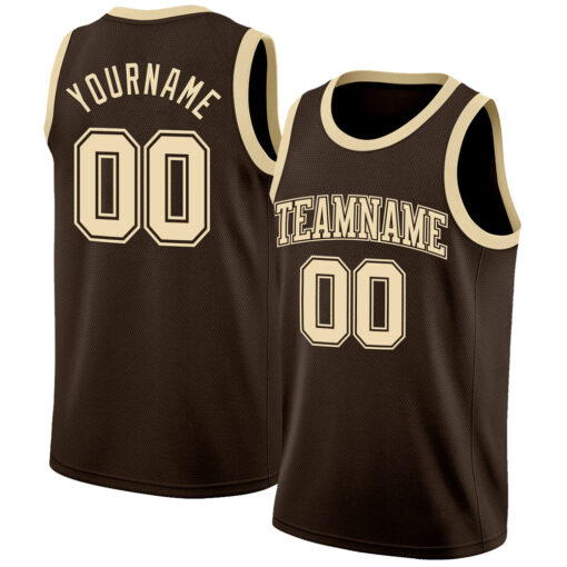 Custom Brown Basketball Cream Jersey, Cool Basketball Uniform Designs