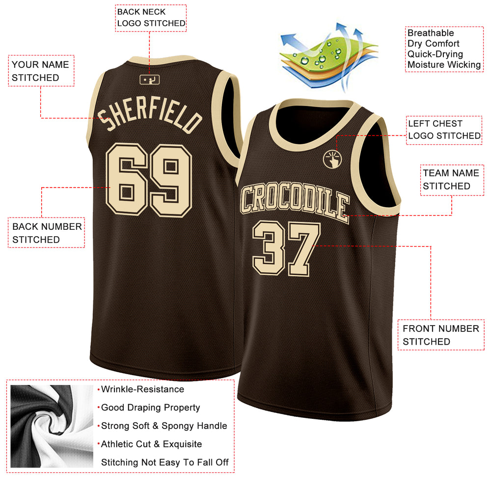 Custom Brown Basketball Cream Jersey, Cool Basketball Uniform Designs